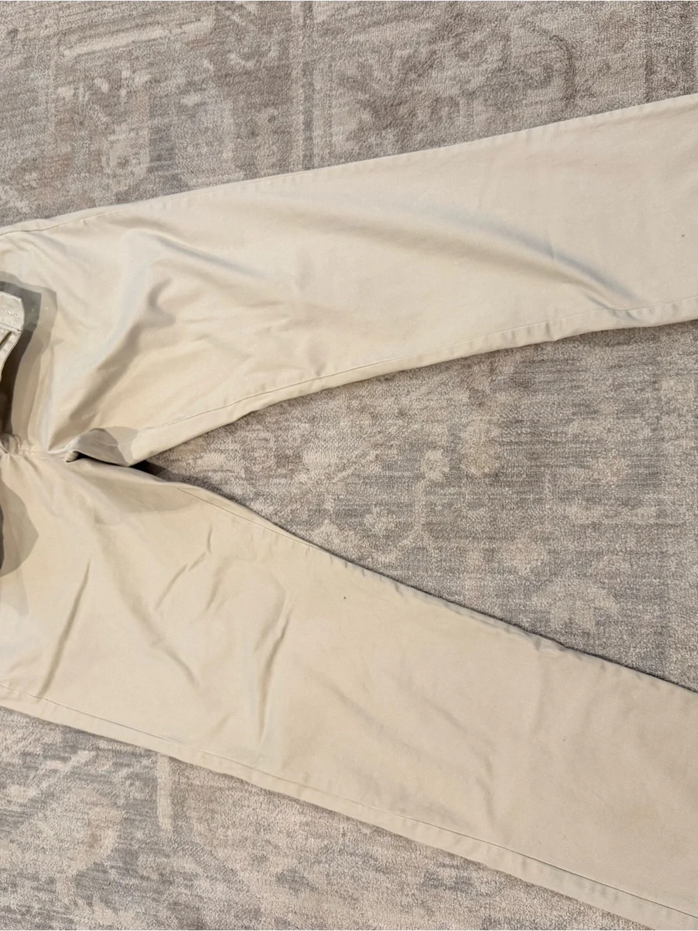 J. Crew Beige Slim Trousers with Blue Waistband Detail